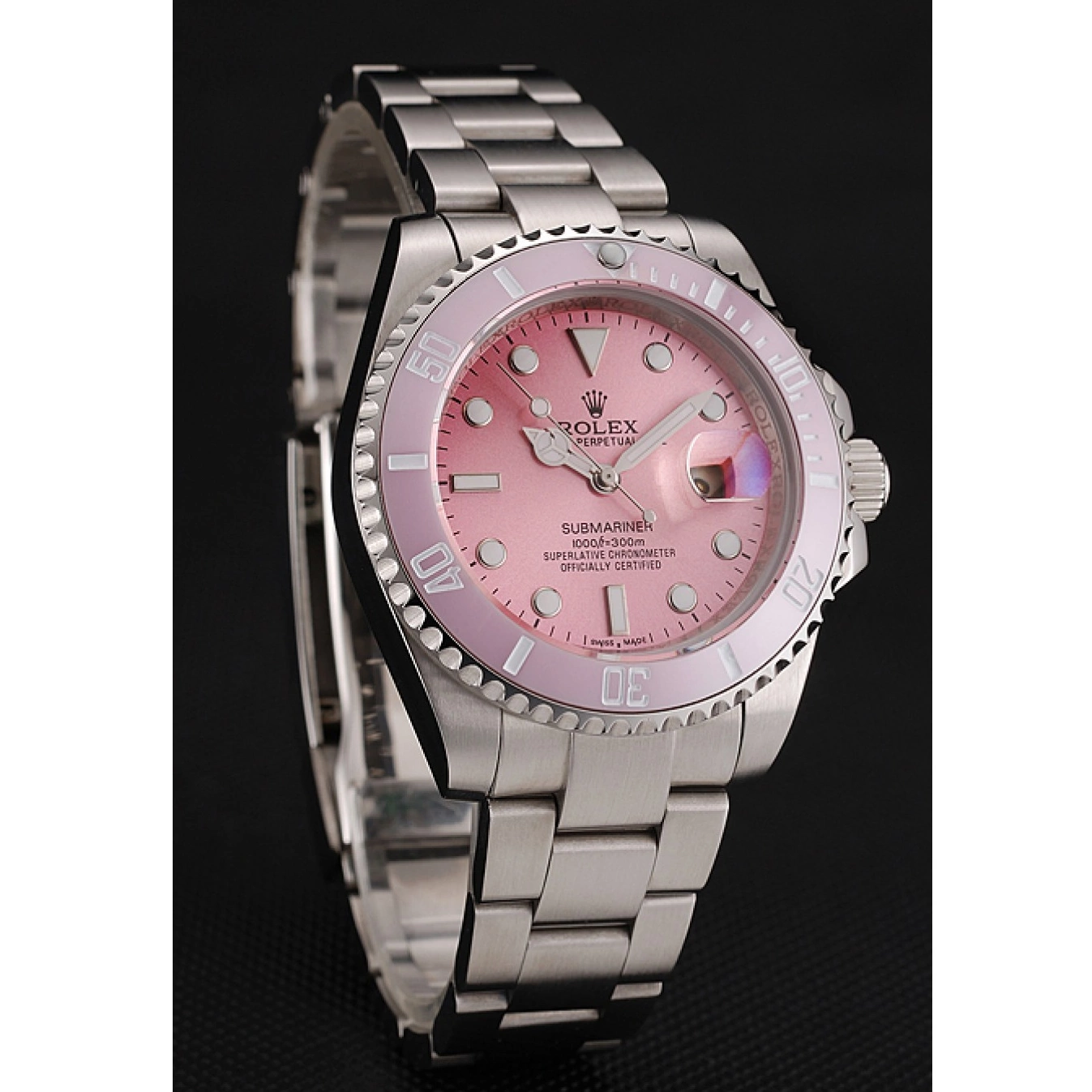MiroTime 0822 Rolex Submariner Pink Dial Pink Bezel Stainless Steel Bracelet 1453865